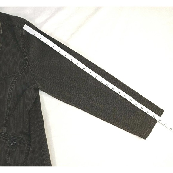 FdJ French Dressing Women's Large Brown Stretch Denim Jacket Button Up Pockets - Picture 8 of 12